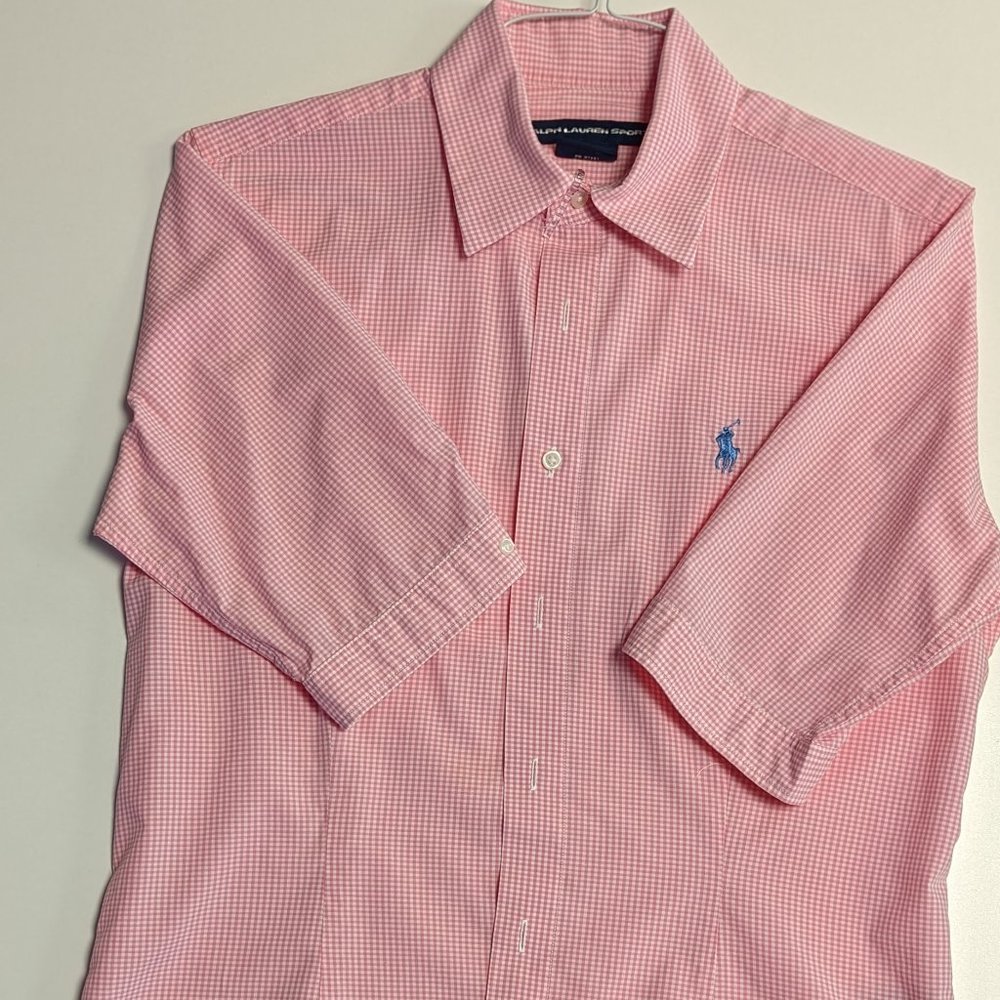 Ralph Lauren Polo Short Sleeve Womens 8 Pink/White Checkered